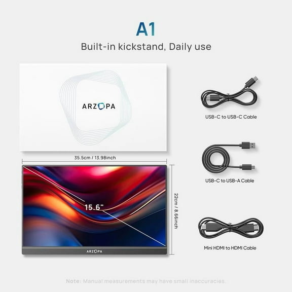 ARZOPA Portable Monitor FHD 1080P Laptop Screen Extender for PC Mac Xbox Switch PS5 iPhone IPS Display Computer Display HDR External Screen schworkfromhome