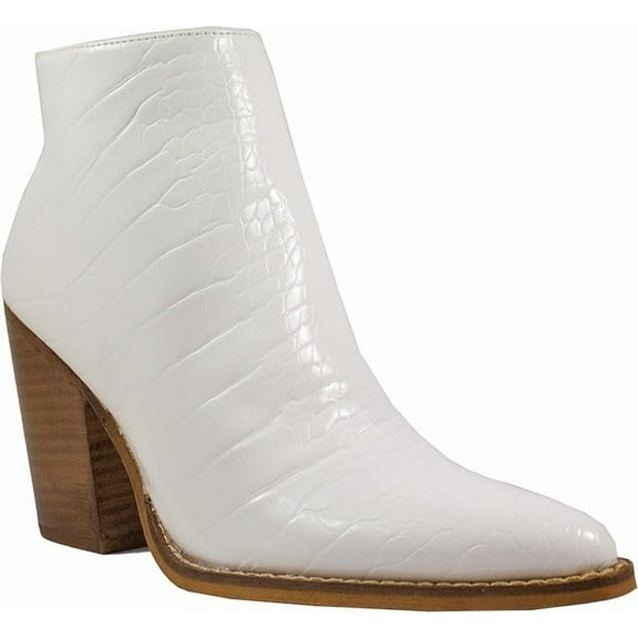 ARiderGirl Dada Women's Western Booties Croco Print Side Zipper Stacked Heel Fashion Ankle Boots