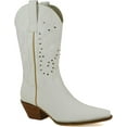 thumbnail image 1 of ARiderGirl Spindelle Women's Western Cowboy Boots Mid Calf Embroidery Studs Stacked Heel Snip Toe Pull on Fashion Boots, 1 of 5