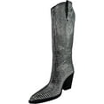 thumbnail image 1 of ARiderGirl Straddle Women's Western Cowboy boots Crystal Rhinestone Embellished Stacked Leather Heel with Stitched Welt Pointed Toe Fashion Knee High Boots, 1 of 5