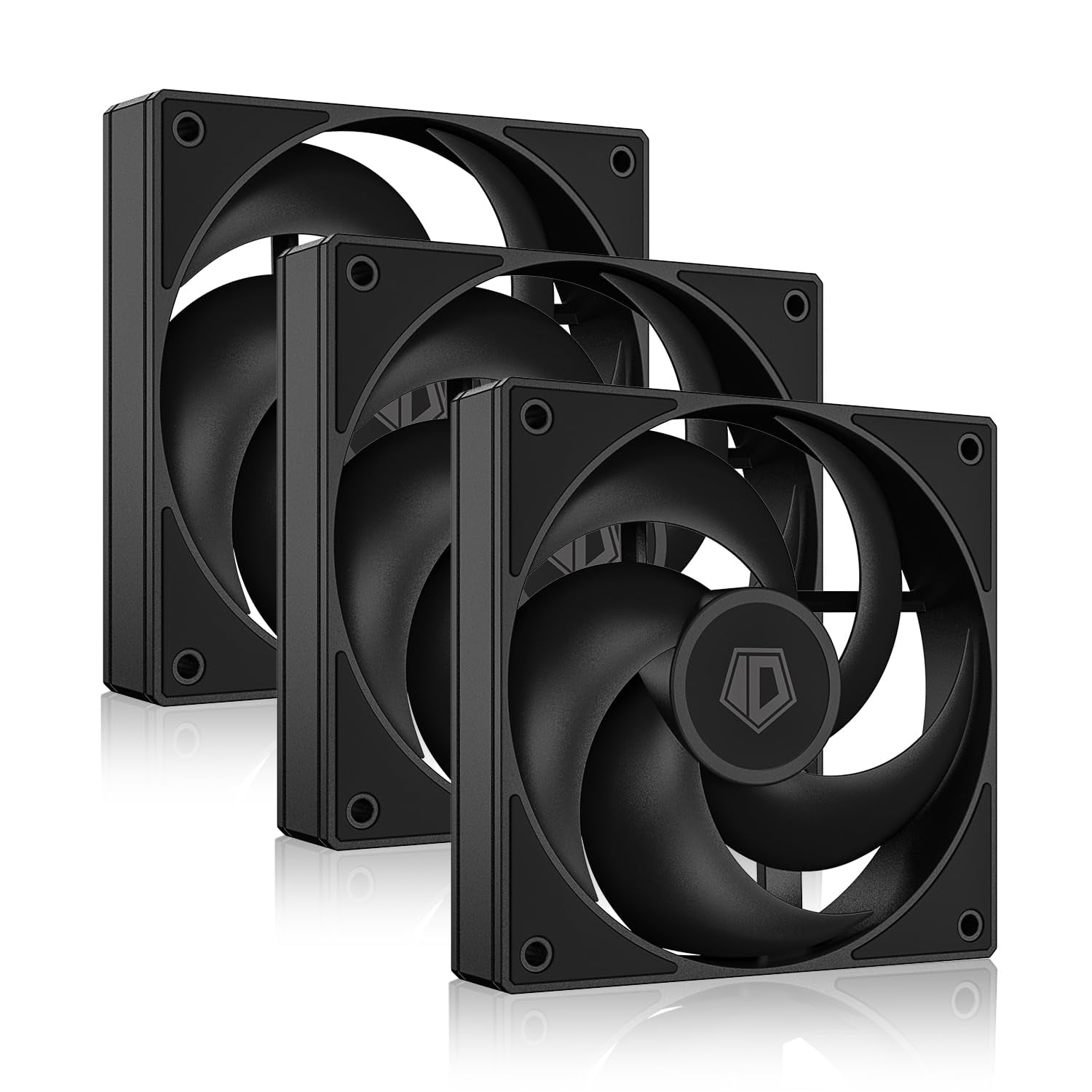AS-120-K Trio 120mm Black Computer Case Fans 3 Pack High Performance ...