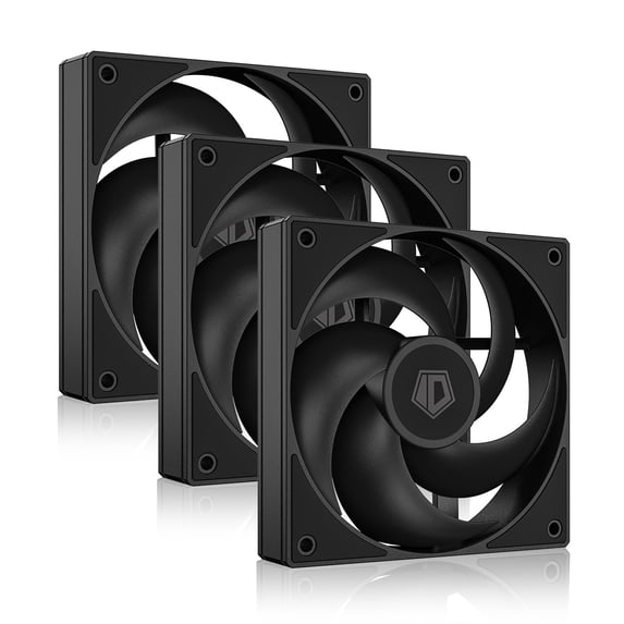 AS-120-K Trio 120mm Black Computer Case Fans 3 Pack High Performance Cooling Fans Low Noise 27.2 dB(A), Fan Speeds from 300 RPM - 2,000 RPM, 58 CFM, Hydraulic Bearing Quiet Long lifespan