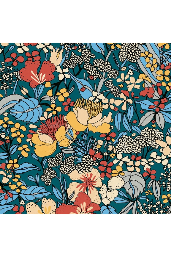 AS Creation Zetta Blue Floral Riot Wallpaper