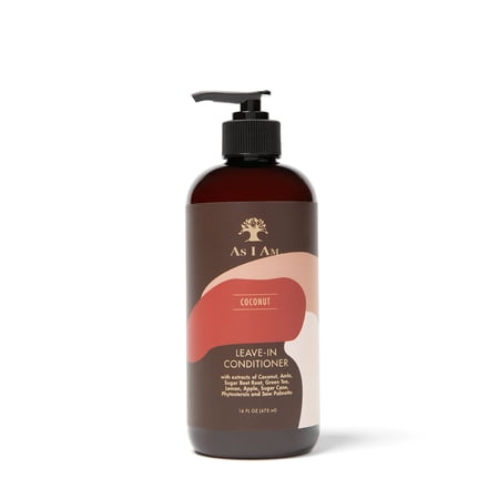 As I Am Coconut Leave In Conditioner for Dry Hair Hydration and Frizz Control Moisture Care 16 oz with Green Tea and Saw Palmetto