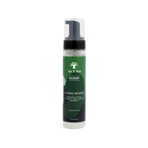 As I Am Rosemary Styling Mousse for Volume Frizz Control and Curl Hold Lightweight 8 fl oz with Biotin Saw Palmetto & Melatonin