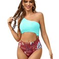 thumbnail image 1 of AS ROSE RICH One Piece Swimsuits for Women - One Piece Bathing Suits for Women - One Shoulder Bikini Top - High Waisted Bikini X-Large Green/Multi, 1 of 4