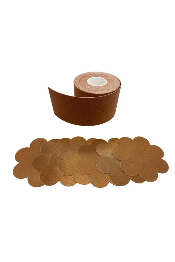 AS Seen On TV - Fullness KL3015-Cocoa Double Sided Fashion Body Tape with 6 Nipple Covers - Cocoa