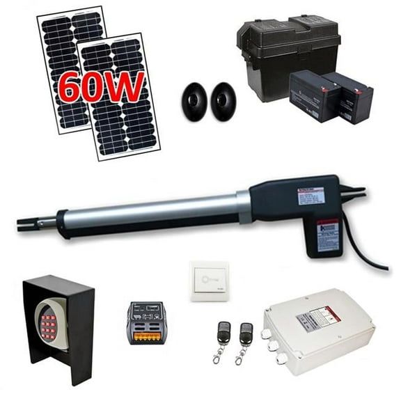 AS600FULL Solar Powered Gate Opener Full Kit For Single Swing Gates Up To 660-lb