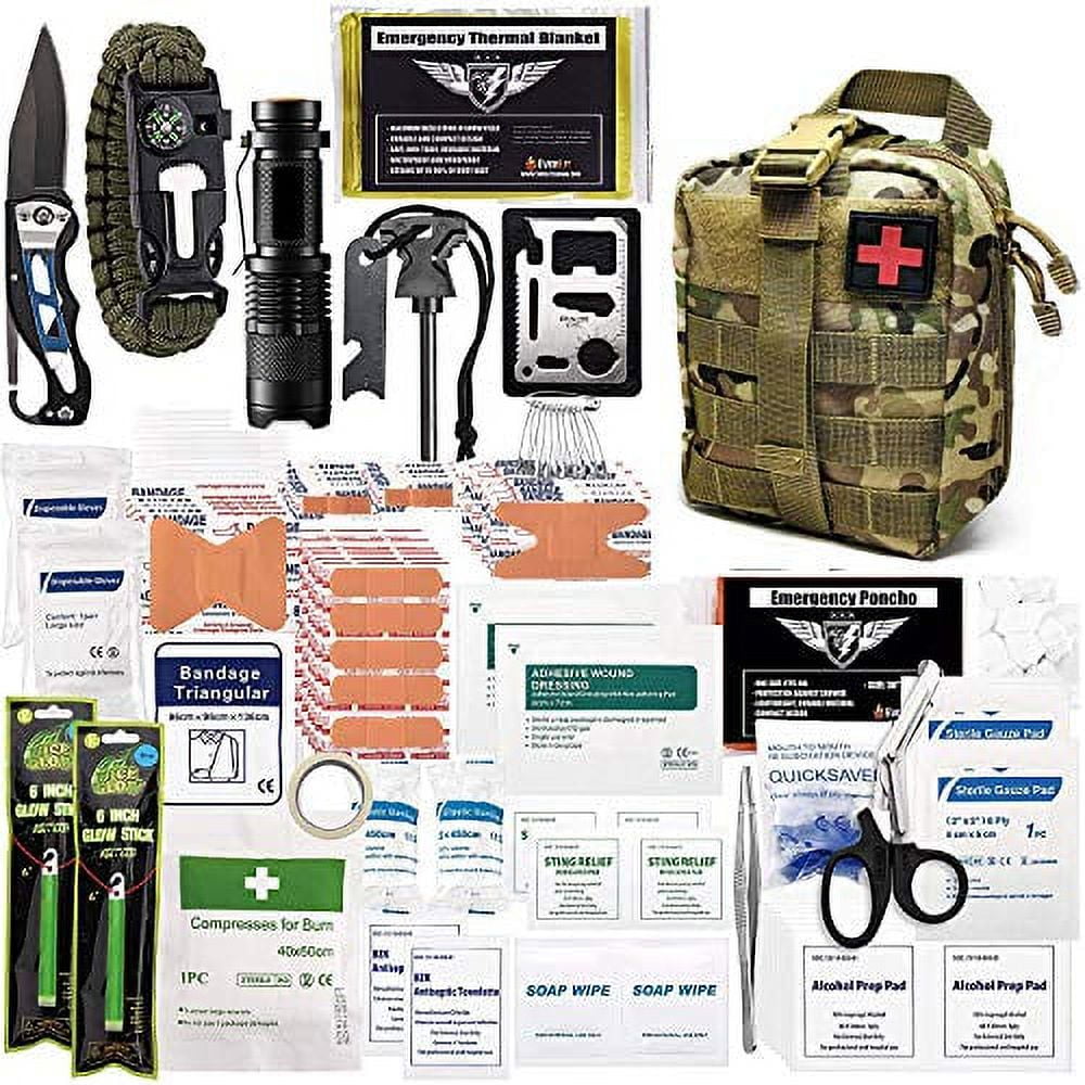 Survival Kit First-Aid-Kit (450pc) for Camping Hiking Military Emergency  Fishing