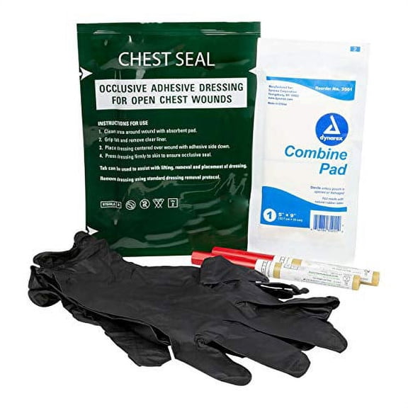 ASA TECHMED - Basic Chest Wound Kit - Ideal for Rapid Blood Control and Sucky Chest Wound. Ideal for Camping, Hiking, Fishing and Survival.