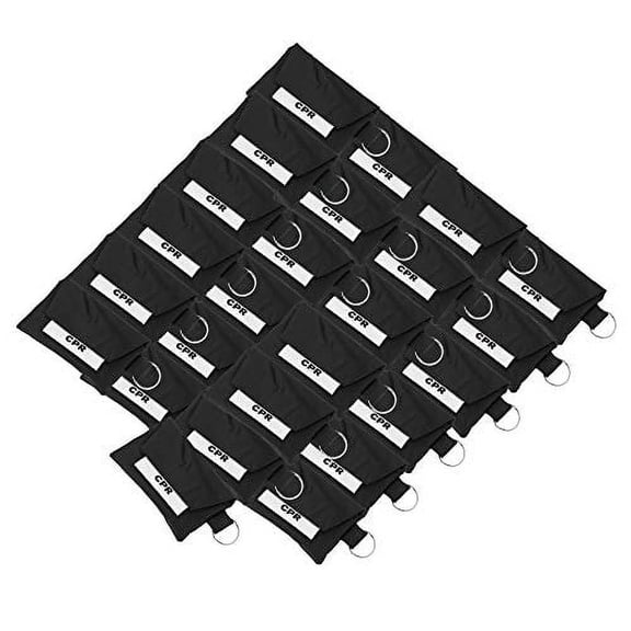 ASA TECHMED CPR Face Mask Key Chain Kit With Gloves - 25 Pack, Black
