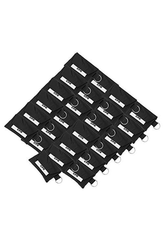 CPR Face Mask Key Chain Kit With Gloves - 25 Pack, Black