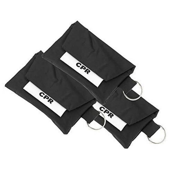ASA TECHMED CPR Face Mask Key Chain Kit With Gloves - 3 Pack, Black