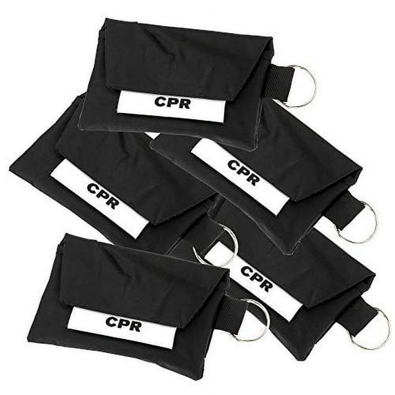 ASA TECHMED CPR Face Mask Key Chain Kit With Gloves - 5 Pack, Black