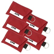 ASA TECHMED CPR Face Mask Key Chain Kit With Gloves - 5 Pack, Red