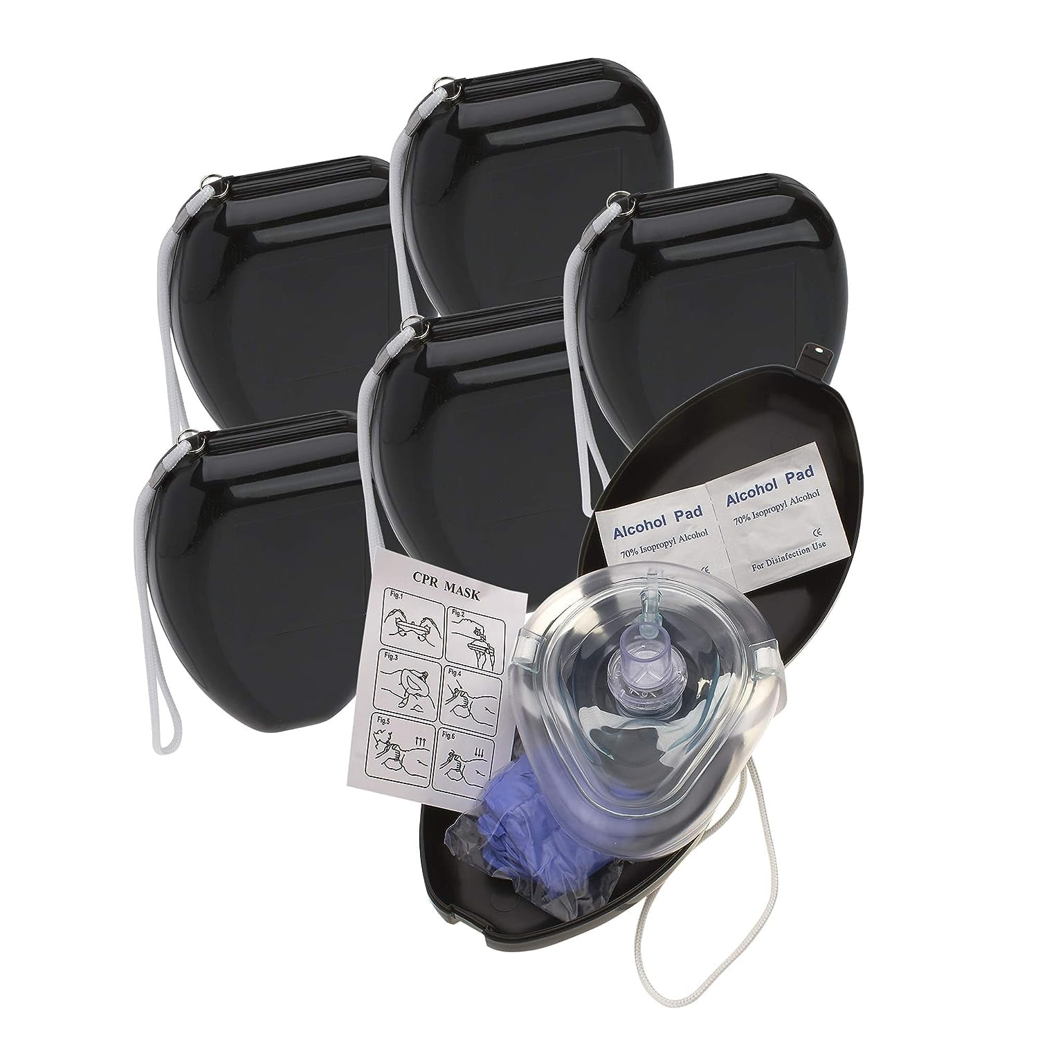 ASA TECHMED CPR Rescue Mask Kit Adult/Child Pocket Resuscitator, 5