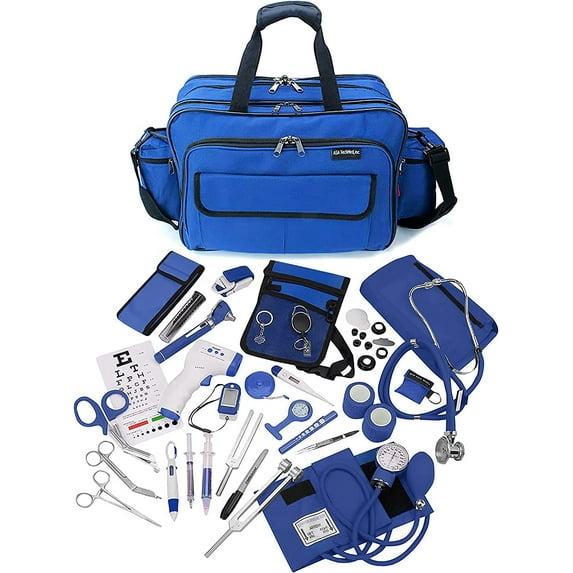 ASA TECHMED Durable Nurse Travel Bag with Nursing Supplies - Blue