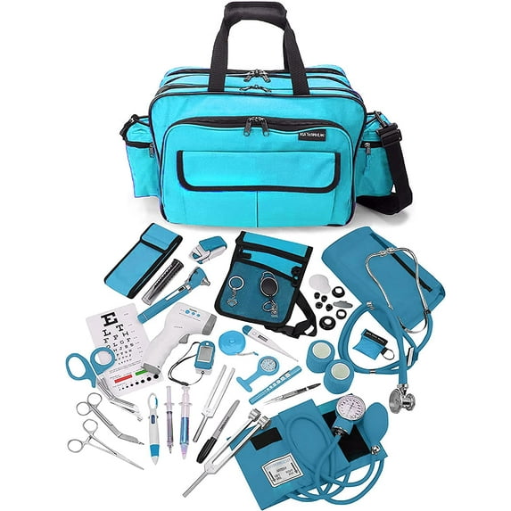 ASA TECHMED Durable Nurse Travel Bag with Nursing Supplies - Teal