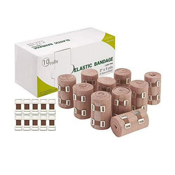 ASA TECHMED Elastic Bandage with Clips + 10 Extra Clips - 10 Pack (3" x 5 Yards)