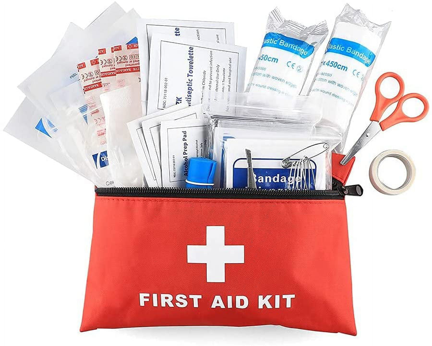 ASA TECHMED First Aid Kit - 100 Piece - Small First Aid Kit for Camping, Hiking, Backpacking, Travel, Vehicle, Outdoors - Emergency & Medical Supplies