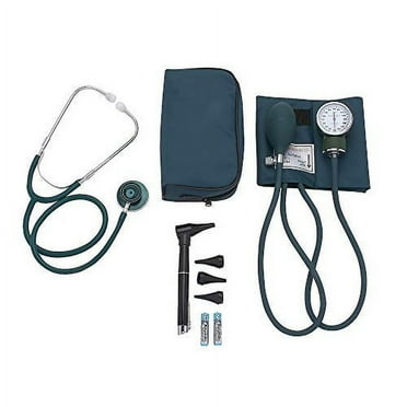 ASA TECHMED | Nurse Essentials Starter Kit with Handheld Travel Case | 3 Part Kit Includes Adult Aneroid Sphygmomanometer Blood Pressure Monitor, Stethoscope, Mini Diagnostic Otoscope (Teal)