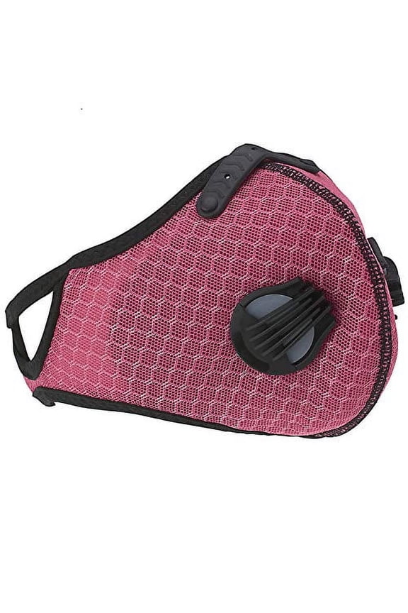Reusable Dual Air Breathing Valve Face Mask Cover with Activated Carbon Filter (Pink Cycling)