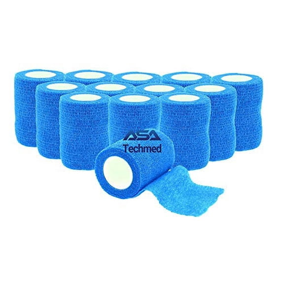 ASA TECHMED Self Adhesive Bandage 3" x 5 yards, 12 pack Blue