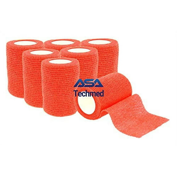 ASA TECHMED Self Adhesive Bandage 3" x 5 yards, 6 pack Red