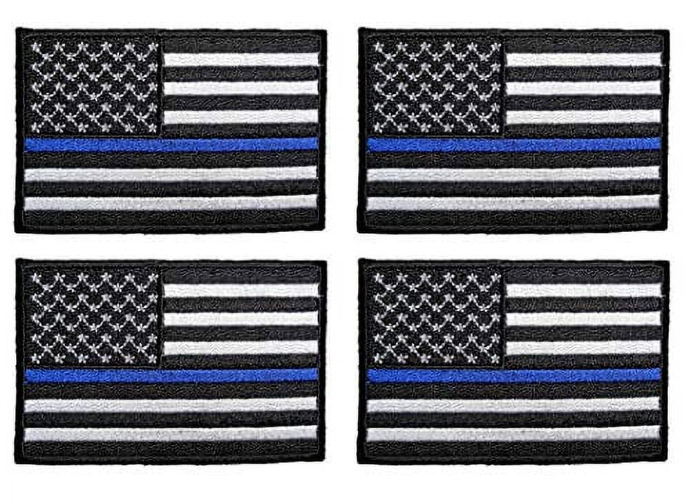 ASA Techmed 4 Pack US USA Flag Embroidered Patch Thin Blue Line Police