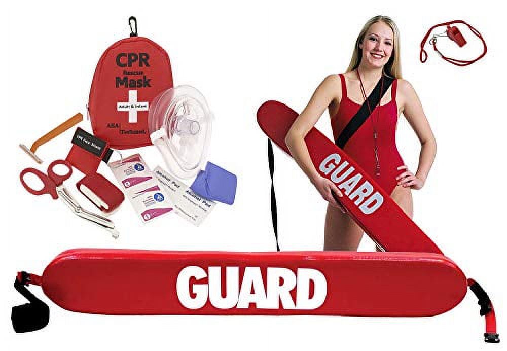ASA Techmed - 50" Red Lifeguard Rescue Tube - Includes CPR Kit and First Aid Kit - Matching Red Whistle Included (40 Inch) - image 1 of 8