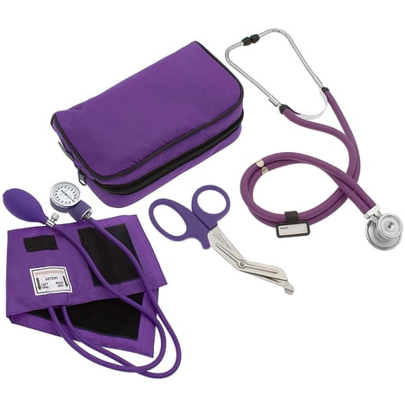 ASA Techmed Nurse Starter Kit - Stethoscope and Blood Pressure Cuff Set with EMT Shears (Purple)