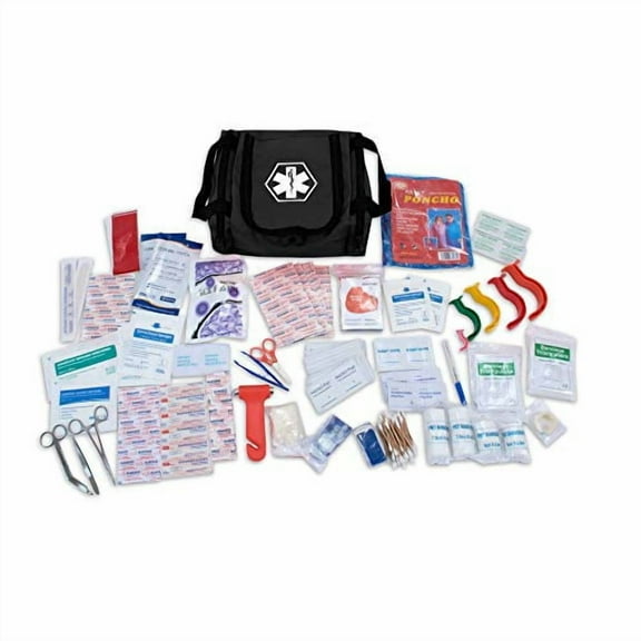 ASA Techmed Small First Responder EMT EMS Trauma Bag Stocked First Aid EMS First Responder Fully Stocked Trauma First Aid Kit (Black)