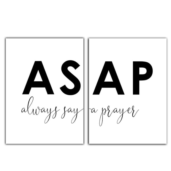 ASAP Always Say A Prayer, Set of 2 Prints, Minimalist Art, Typography Art, Bedroom Wall Decor