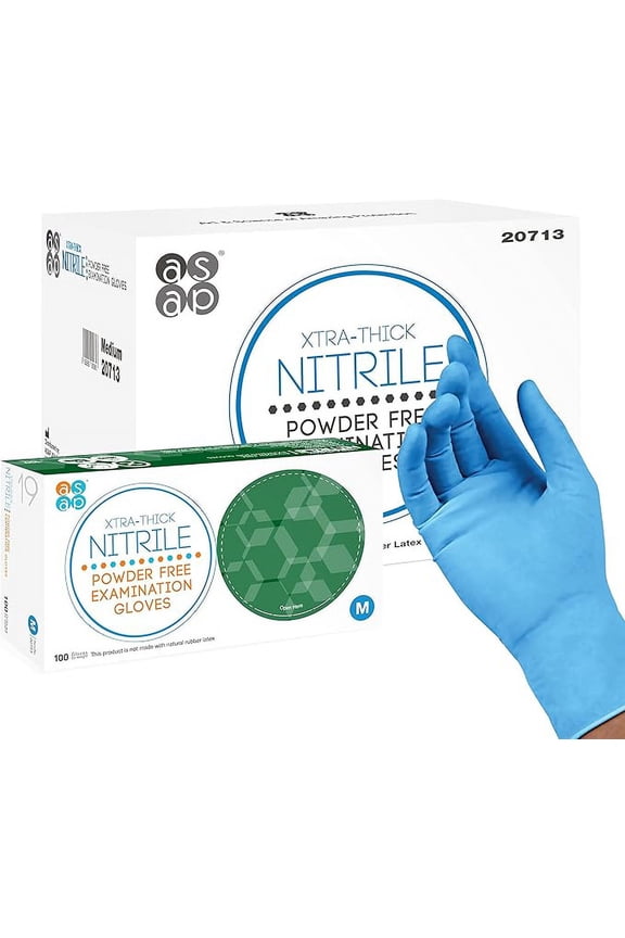 ASAP Blue Nitrile Gloves Medium - 4 Mil Blue Exam Gloves, Blue Latex Free Gloves, Powder Free Gloves - Medical, Food Safe, Disposable Blue Gloves - Medium Blue Nitrile Gloves - Pack of 100