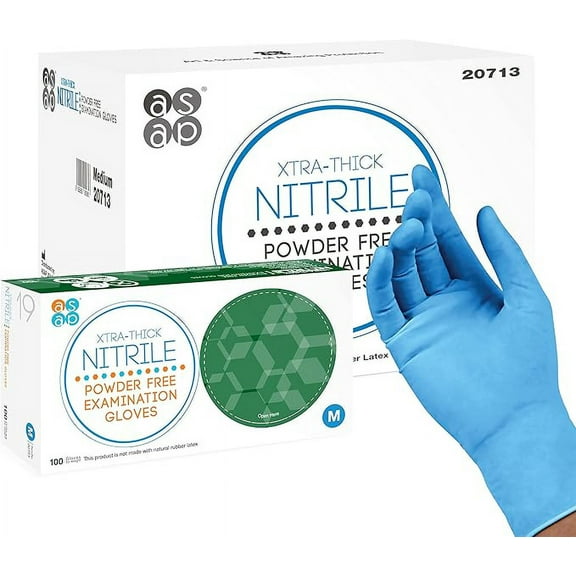 ASAP Blue Nitrile Gloves XL - 4 Mil Blue Exam Gloves, Blue Latex Free Gloves, Powder Free Gloves - Medical, Food Safe, Disposable Blue Gloves - XL Blue Nitrile Gloves - Pack of 100