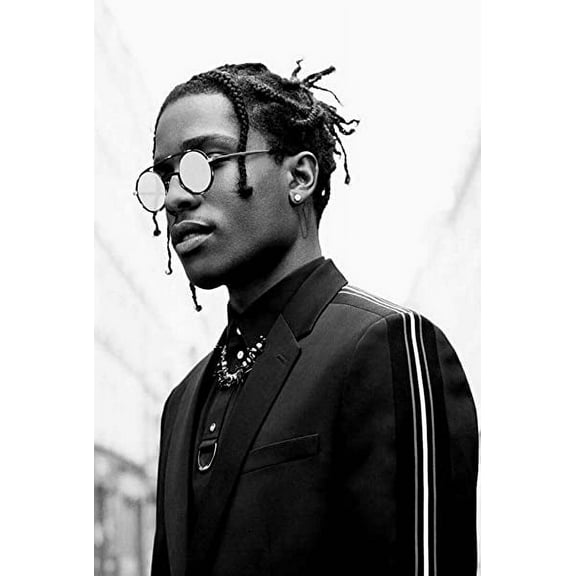 ASAP Rocky Glasses Black and White Poster 12 x 18 inch Poster Print Frameless Art Gift 30 x 46 cm Paper