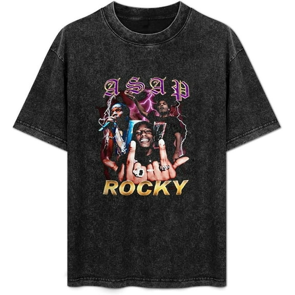 ASAP Rocky Hip Hop Rapper Mens T-Shirt Graphic Unisex Tee Black Shirt
