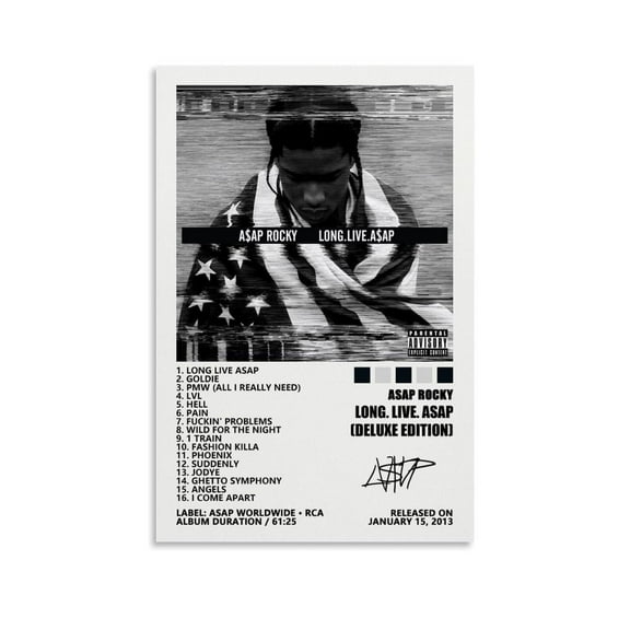 ASAP Rocky Poster Long. Live. ASAP (Deluxe Edition) Music Album Cover Posters for Room Canvas Wall Art Bedroom Decor