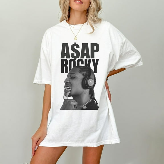 ASAP Rocky T-Shirt, Comfort Colors Rapper Tee, Unisex Shirt,white color,size L