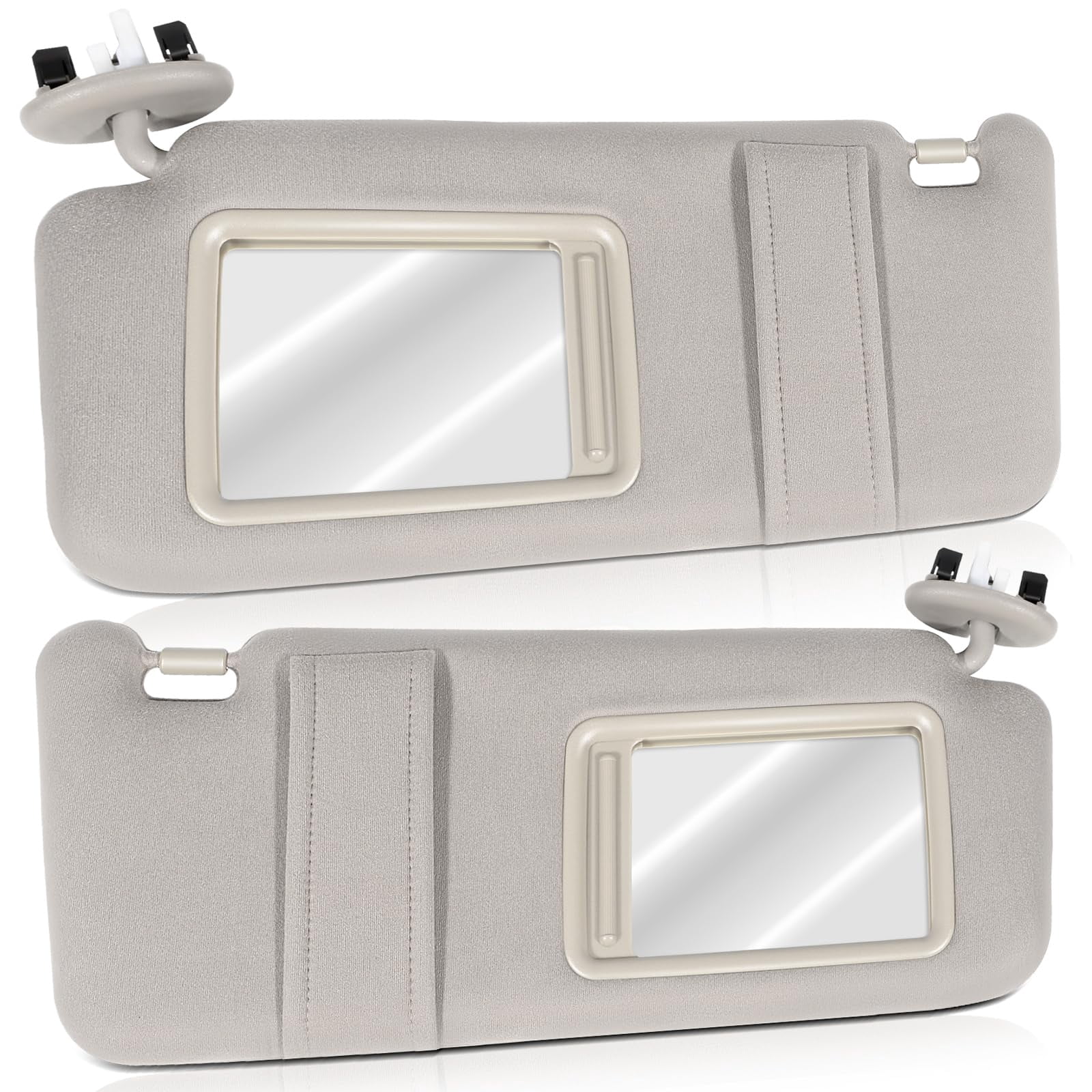 FEXON Pair Sun Visor Left Driver Right Passenger Side Compatible With 2007 2008 2009 2010 2011 Toyota Camry Hybrid Without Sunroof And Light (Beige