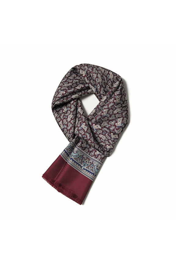 100% Mulberry Silk Scarf for Men - Luxury 14 Momme Twill Silk Scarves for Men 10''X63'',Classic Paisley Men's Silk Twill Scarves