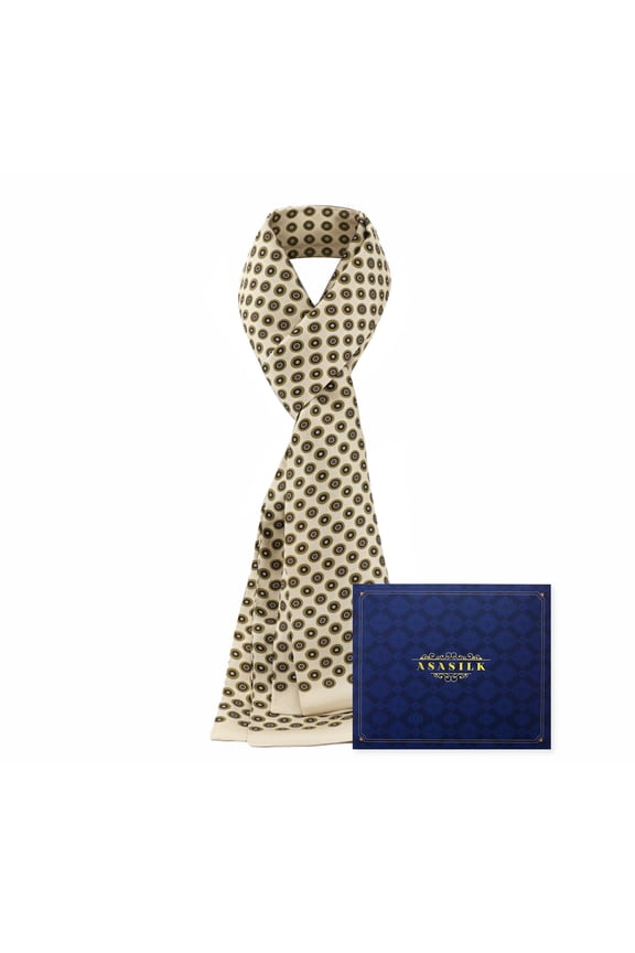 Men’s 100% Mulberry Silk Scarf 67"x8.7", Luxury Double-Layer Reversible Fine Silk Twill, Elegant Winter Accessory