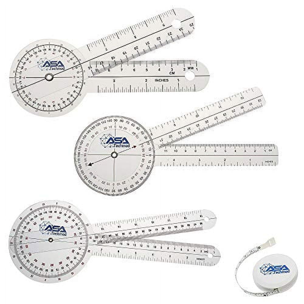 ASATechmed Goniometer Set 4 Pieces 12", 8", 6" Body Measuring Tape