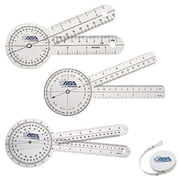 ASATechmed Goniometer Set 4 Pieces 12, 8, 6 Body Measuring Tape - Physical Therapy, Occupational Therapy, Fitness, Medical Protractor Angle Ruler
