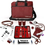 ASATechmed Nurse Starter Kit - Stethoscope, Blood Pressure Monitor, Tuning Forks, and More - 18 Pieces Total Burgundy
