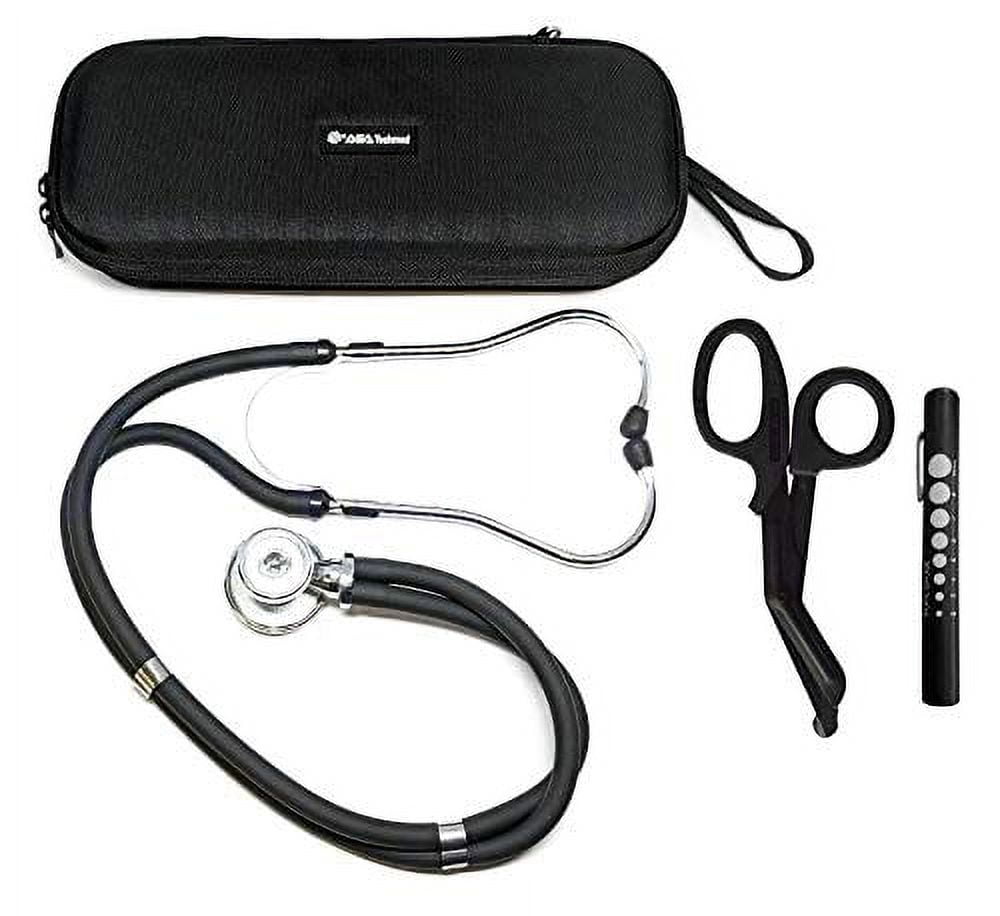 ASATechmed Sprague Rappaport Stethoscope Dual Head Adult + Free Lightweight Storage Case, Matching EMT Shear and Penlight Ideal Gift for Medical Students, Doctors, Nurses, EMT and Paramedics (Pink)