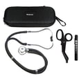 thumbnail image 1 of ASATechmed Sprague Rappaport Stethoscope Dual Head Adult + Free Lightweight Storage Case, Matching EMT Shear and Penlight Ideal Gift for Medical Students, Doctors, Nurses, EMT and Paramedics (Black), 1 of 1