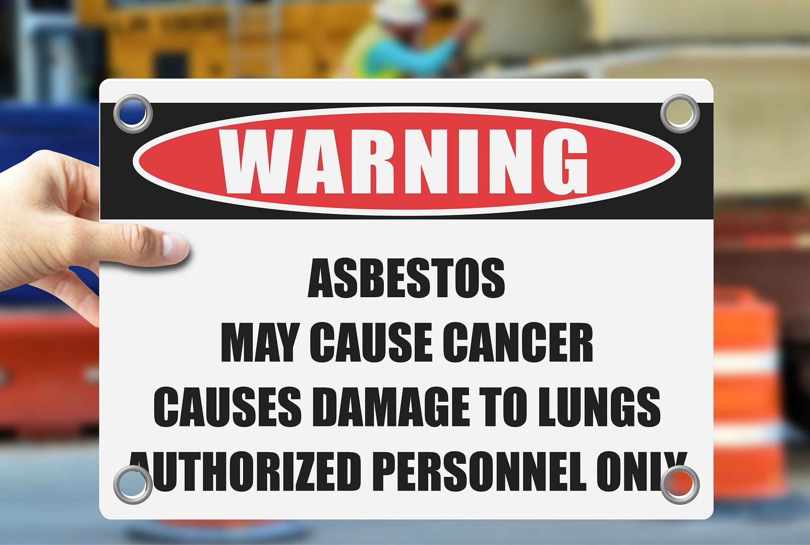 ASBESTOS MAY CAUSE CANCER CAUSES DAMAGE TO LUNGS AUTHORIZED PERSONNEL