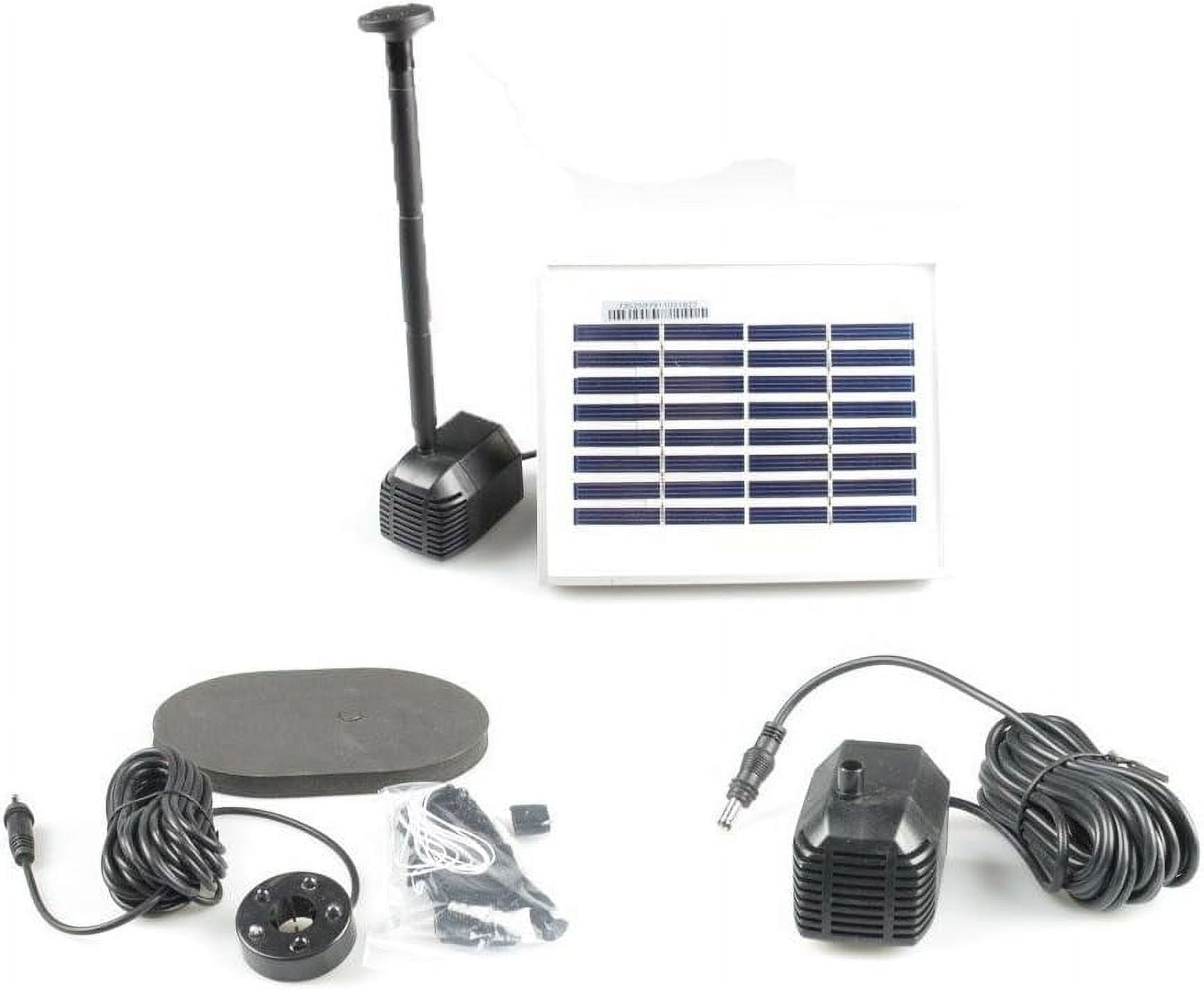 White Solar Fountain Pond Water Pump with LED Light and Timer