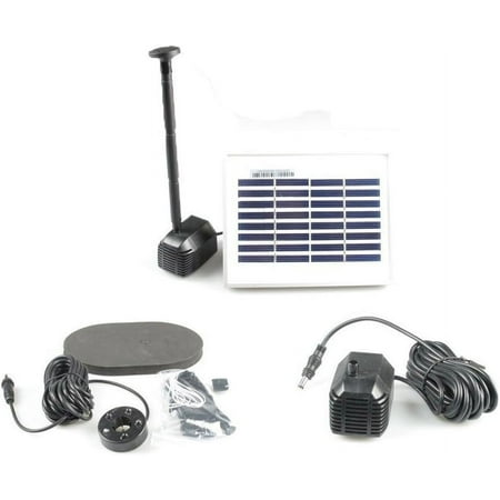 ASC 1.3-watt Solar Fountain Pond Water Pump with Battery Timer and LED Light